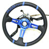 RASTP Universal Racing Steering Wheel, Deep Dish Wheel Leather Blue