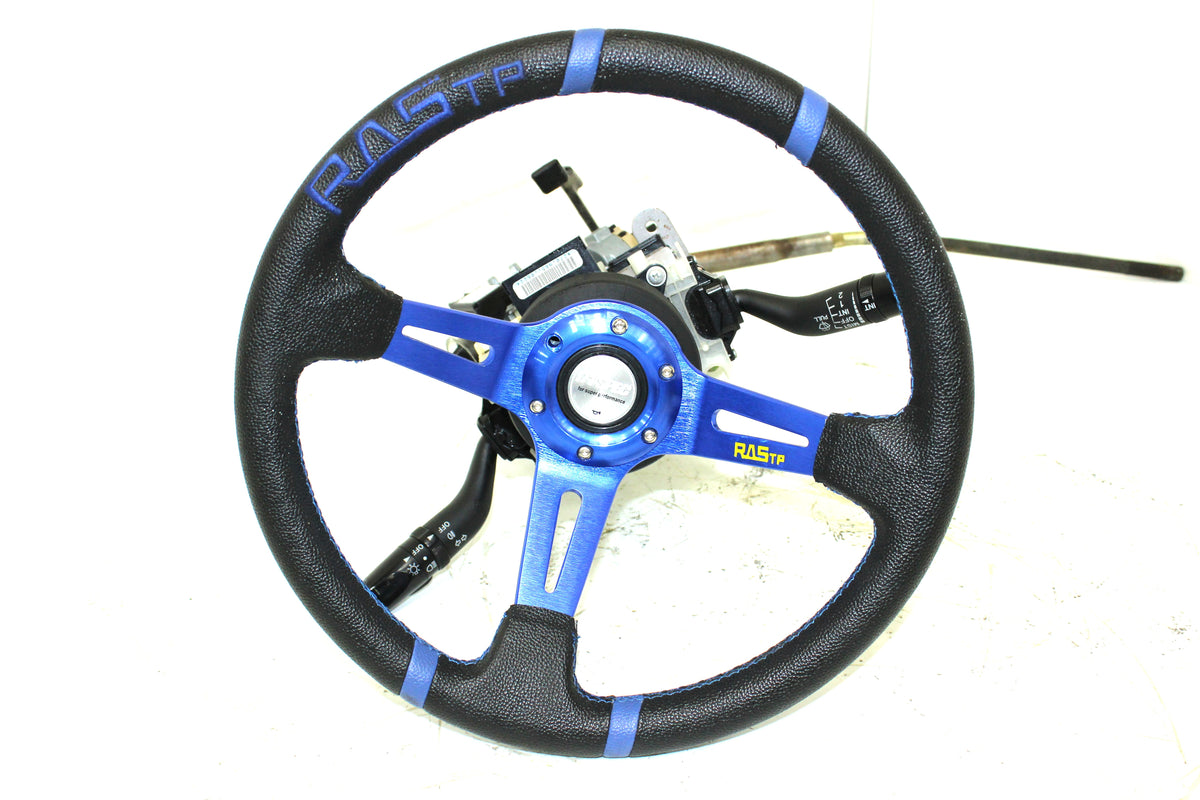 RASTP Universal Racing Steering Wheel, Deep Dish Wheel Leather Blue